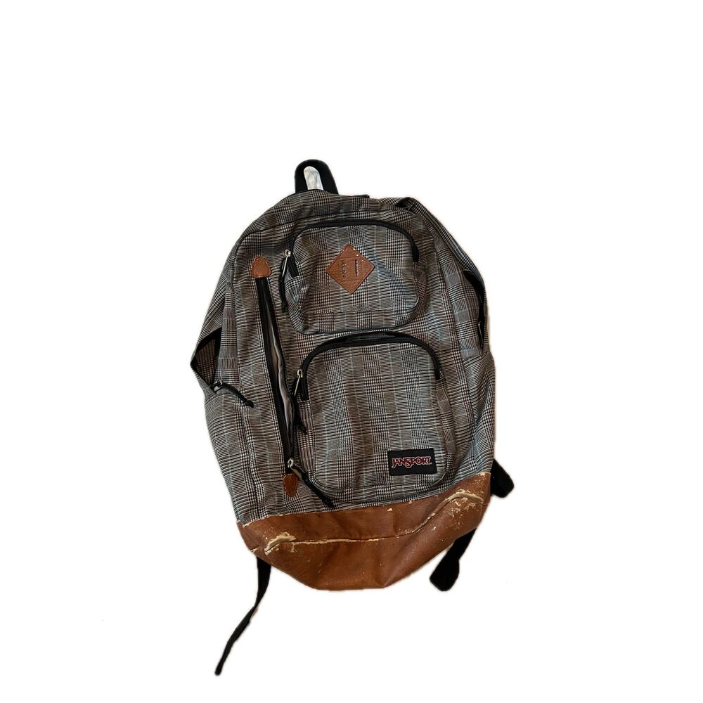 JanSport Right Pack Gray 2 Section Backpack W Leather